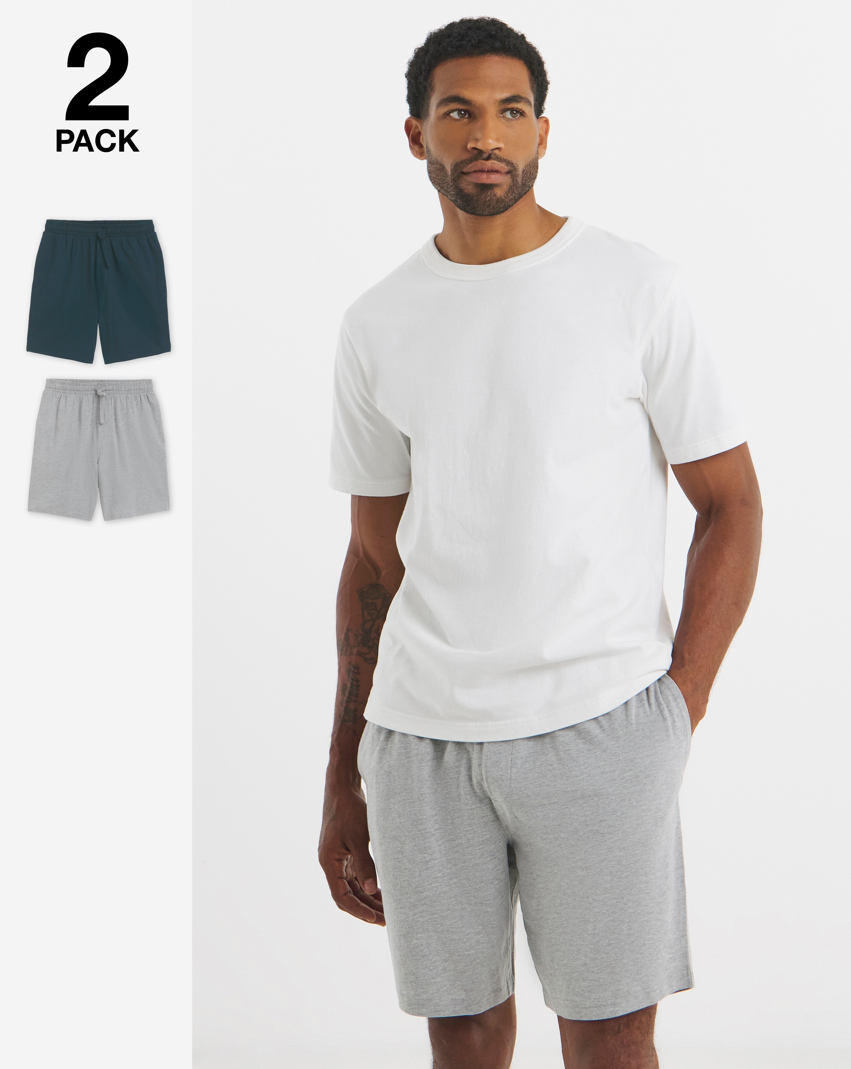 New In - 2 Pack Lounge Shorts- Grey/Navy