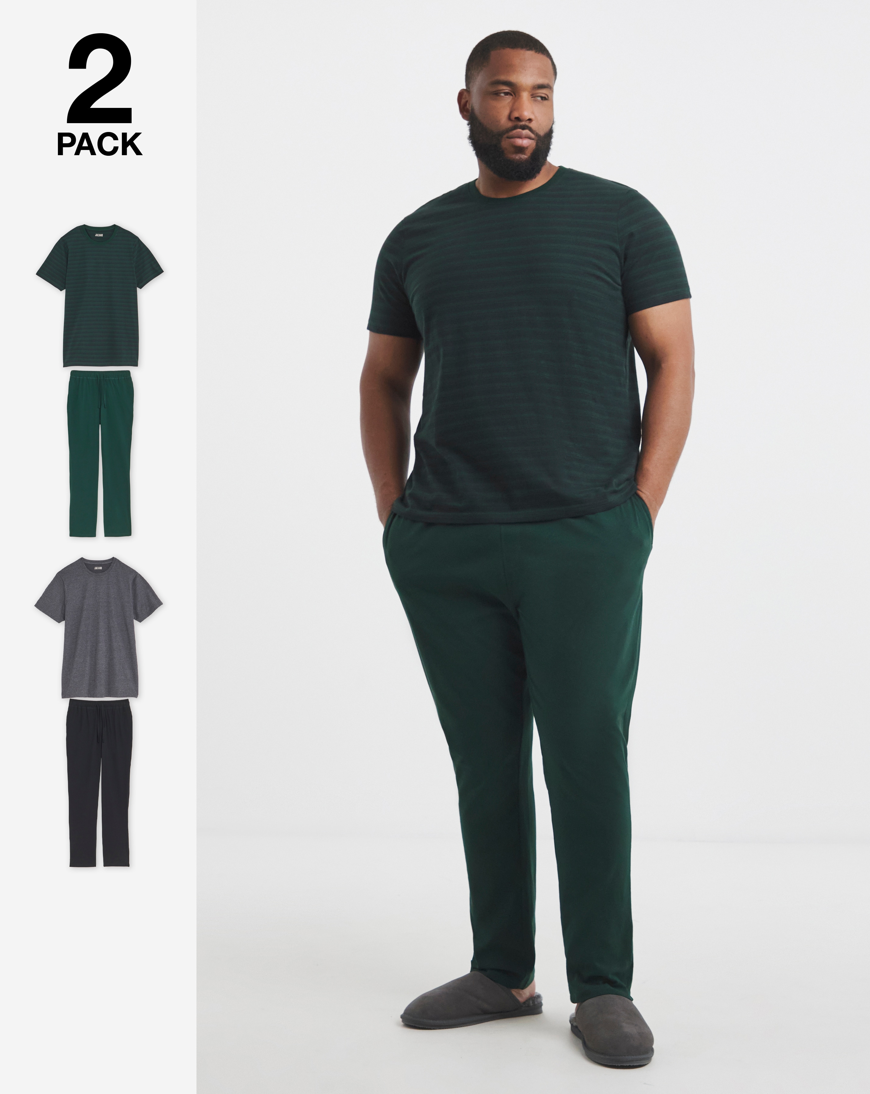 2 Pack T-Shirt and Trouser Pyjama Set