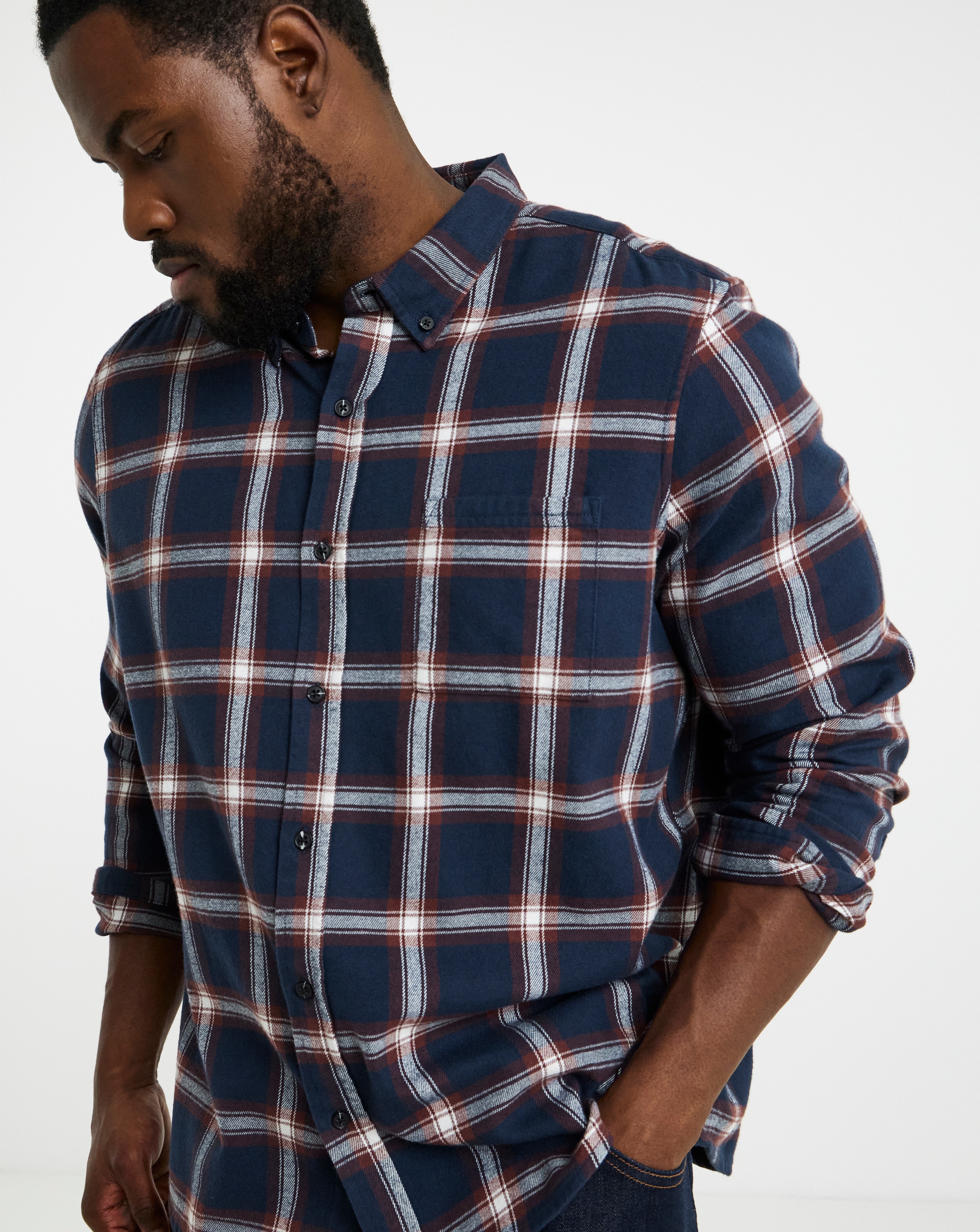 Cotton Rich Flannel Check Shirt Regular