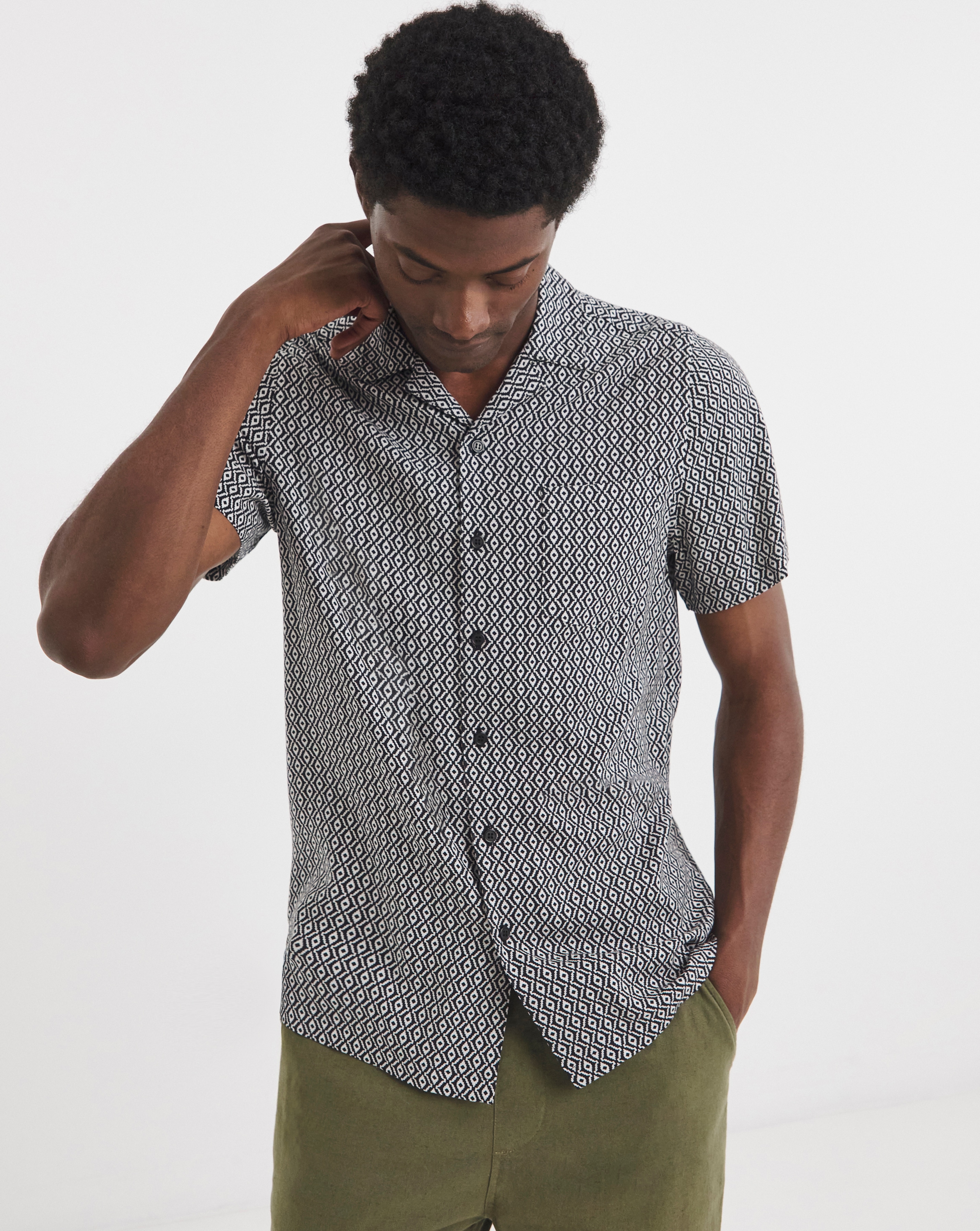 Geo Print Revere Collar Shirt