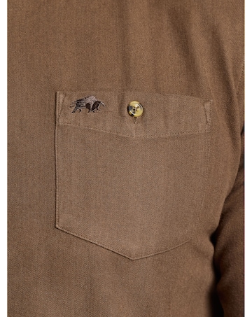 Raging Bull Long Sleeve Brushed Two Tone Bold Herringbone Shirt Brown