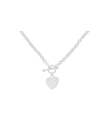 Sterling Silver Heart TBar Belcher Chain
