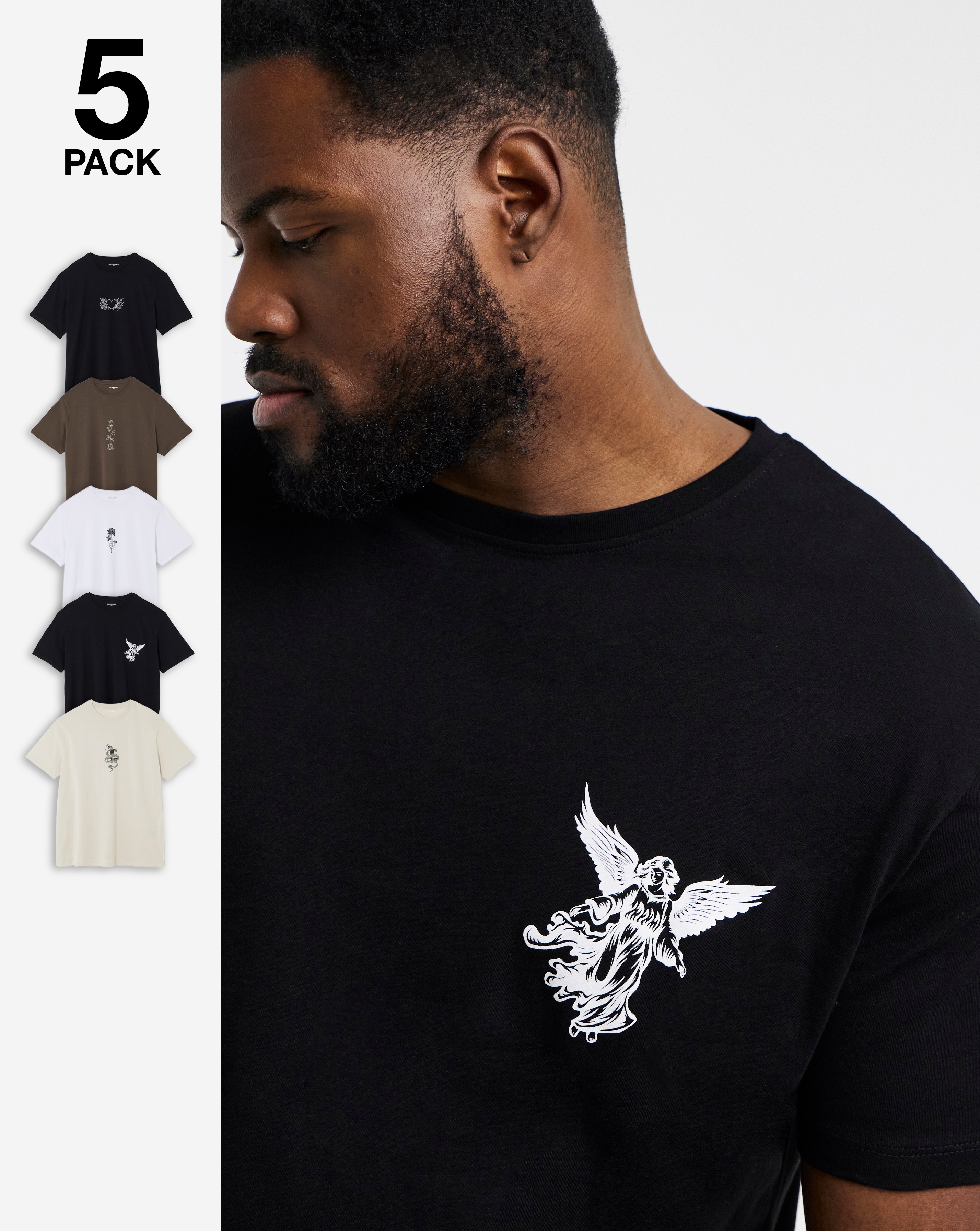 Jack & Jones Wolfie T-Shirt 5 Pack
