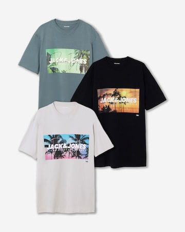 Jack & Jones Indiana Graphic T-Shirt 3 Pack - Multi