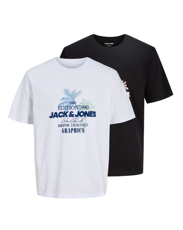 Jack & Jones Gradient Graphic T-Shirt 2 Pack - Black/White