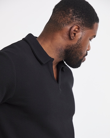 Jack & Jones Islington Texture Polo & Short Set - Black