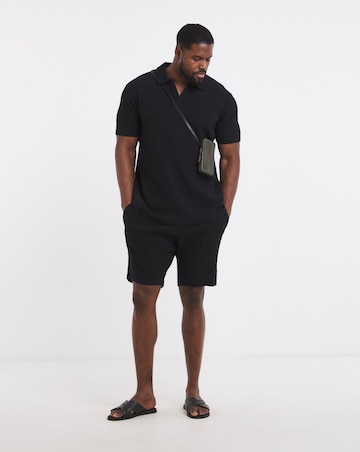 Jack & Jones Islington Texture Polo & Short Set - Black