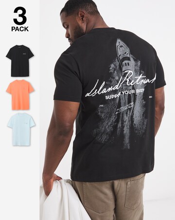 Jack & Jones Back Graphic T-Shirt 3 Pack - Multi