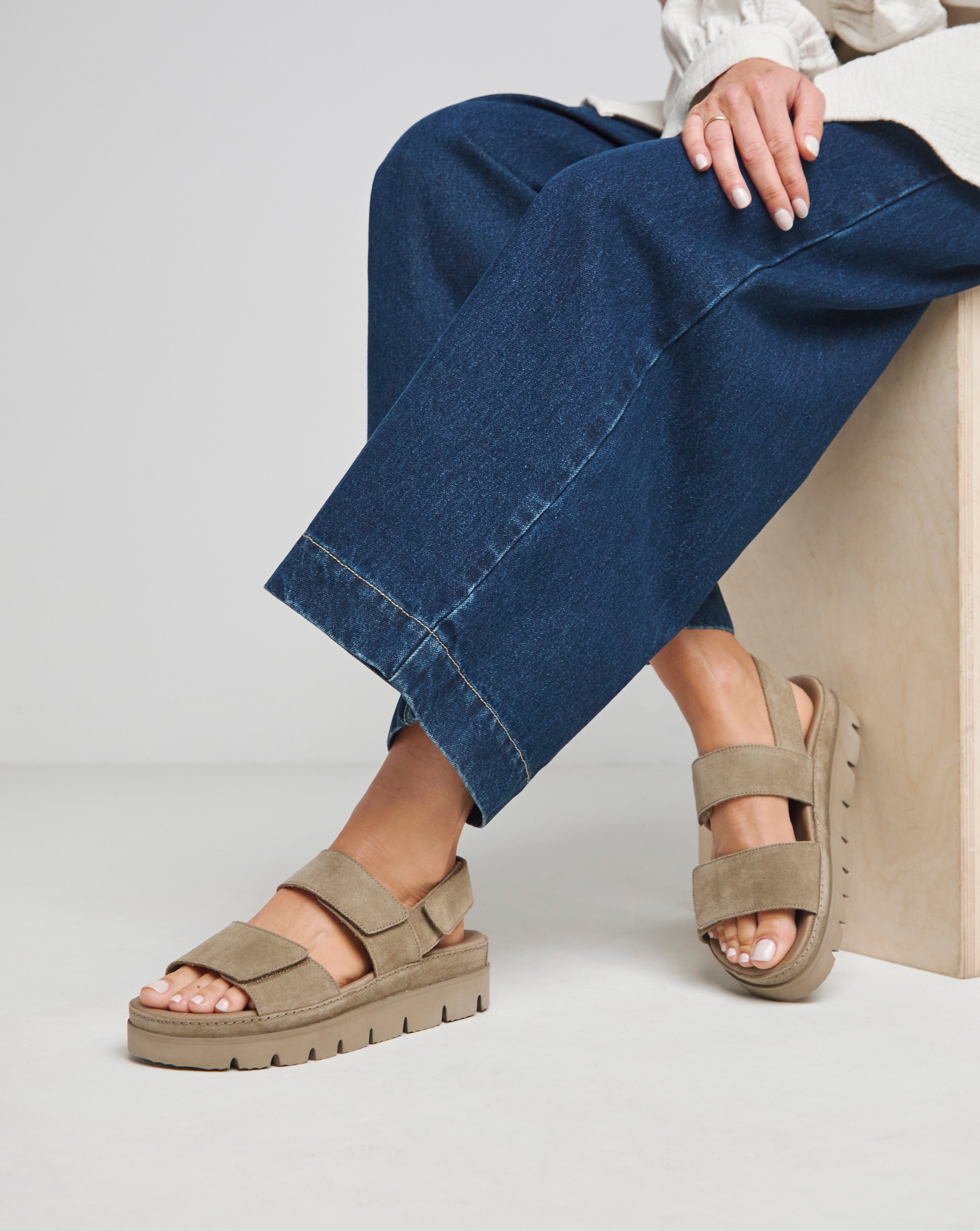 Chunky Suede Sandals Extra Wide