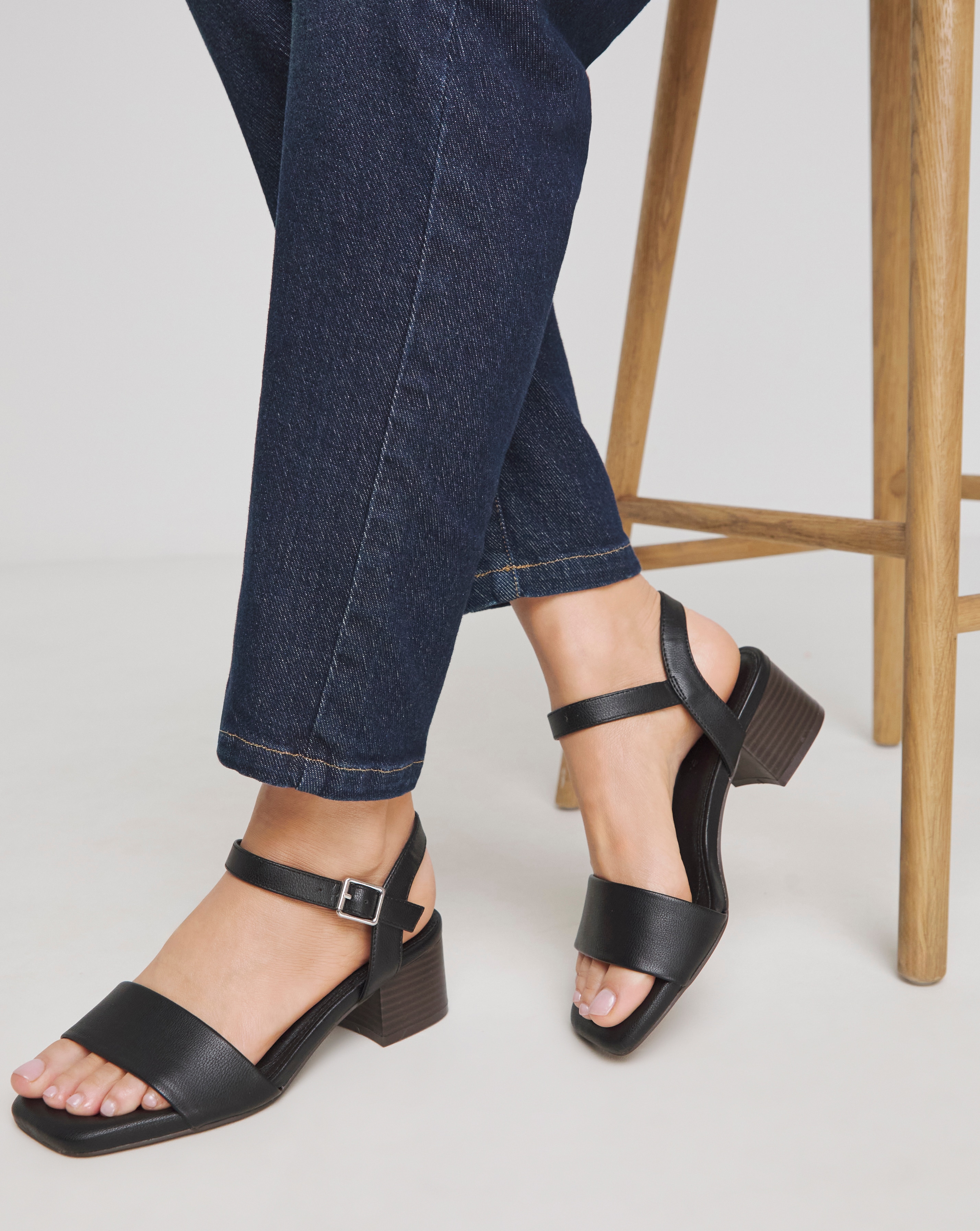 New In - Block Heel Barely There Sandal ExWide