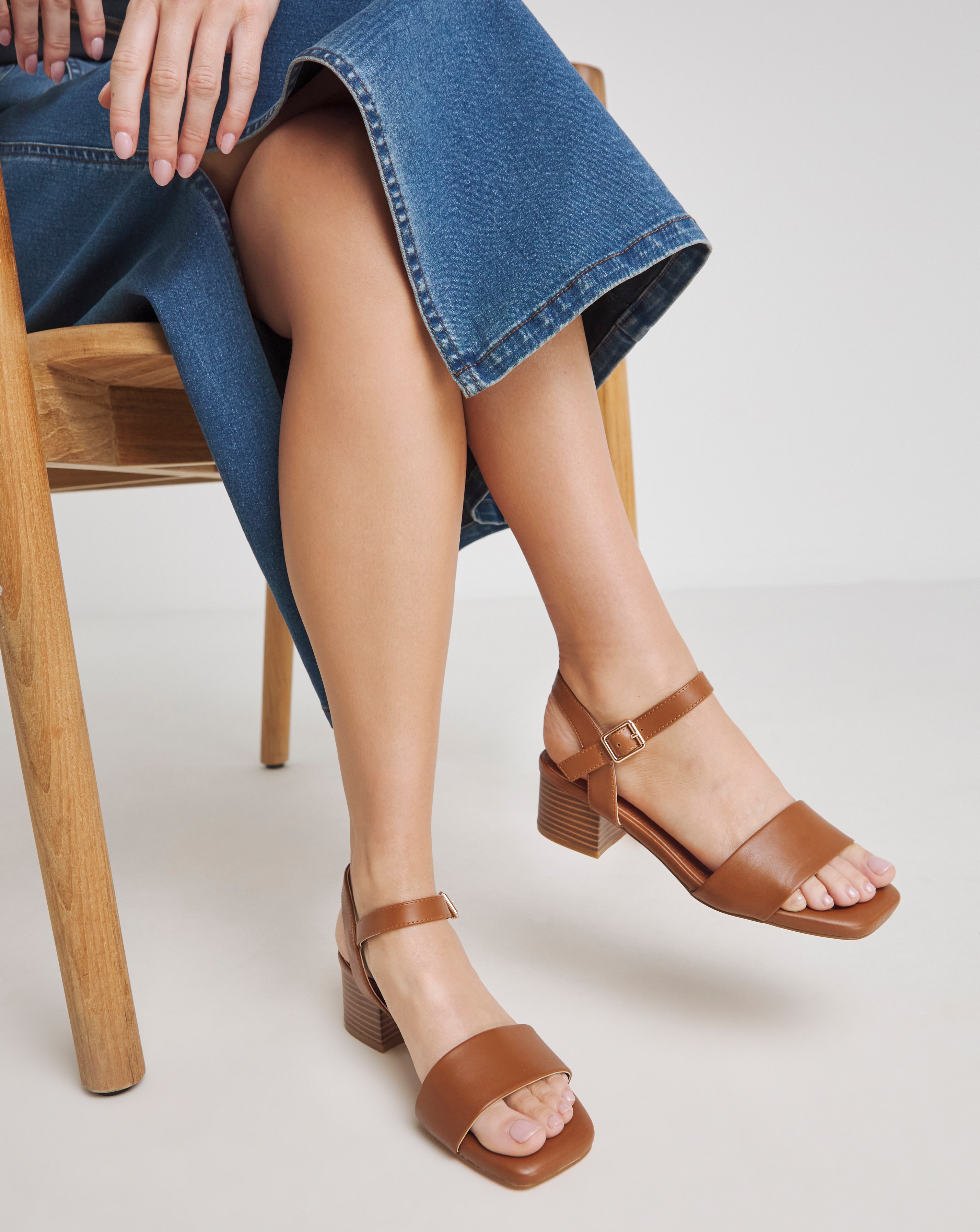 New In - Block Heel Barely There Sandal ExWide