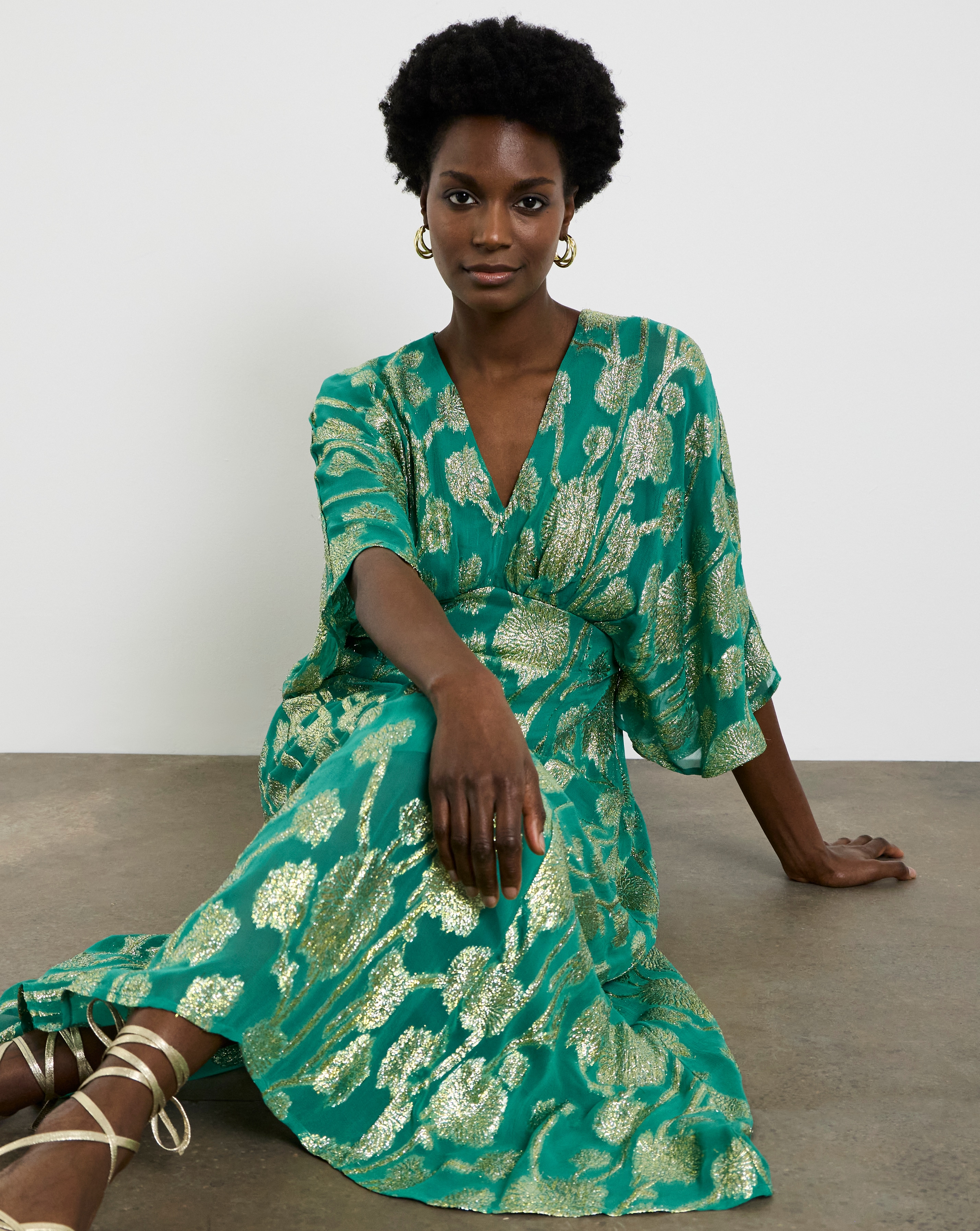 New In - Joanna Hope Metallic Jaquard Tea Dress