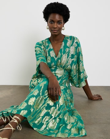 Joanna Hope Metallic Jaquard Tea Dress