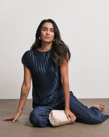 Joanna Hope Metallic Plisse Top