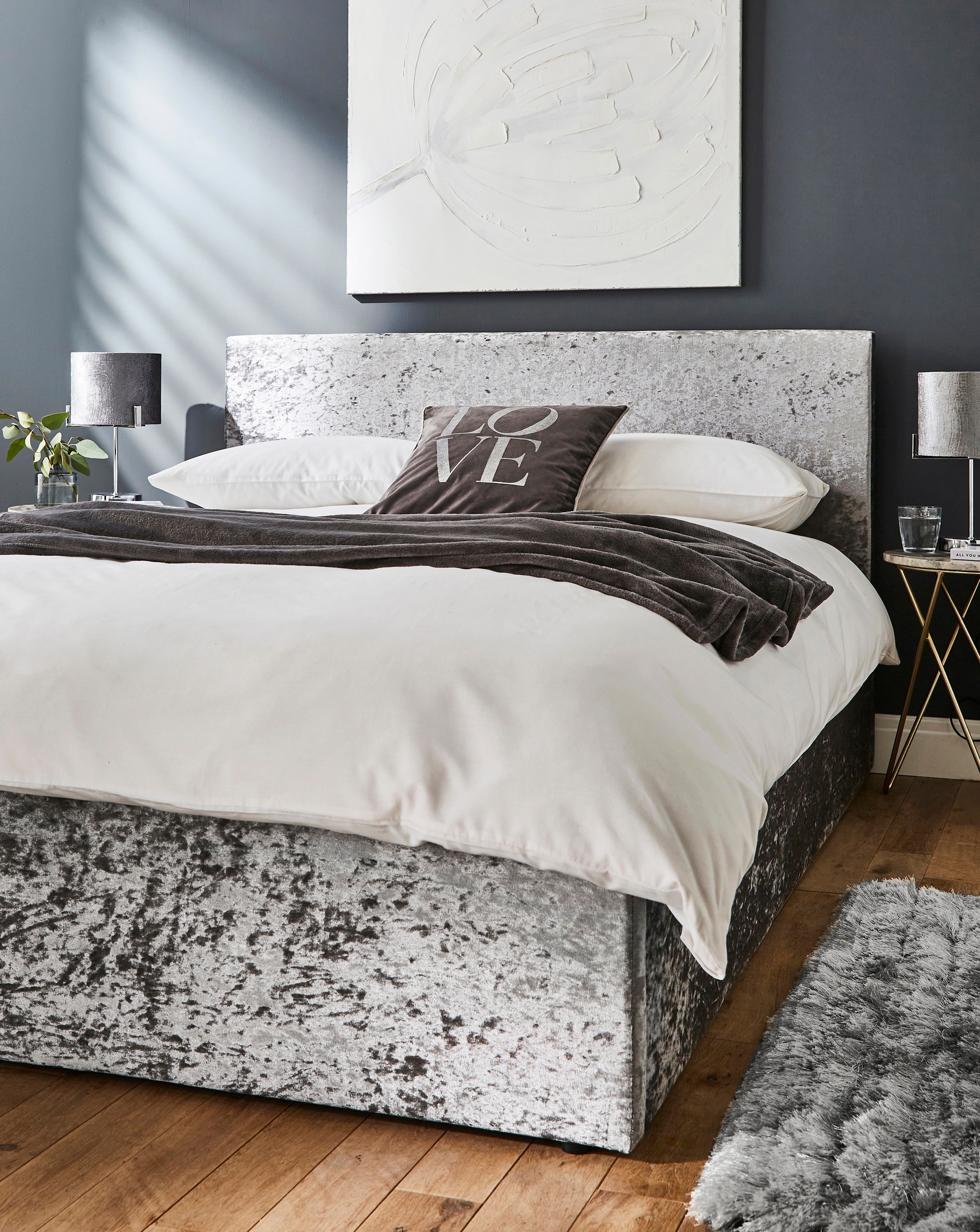 Hayden Crush Velvet Ottoman & Mattress