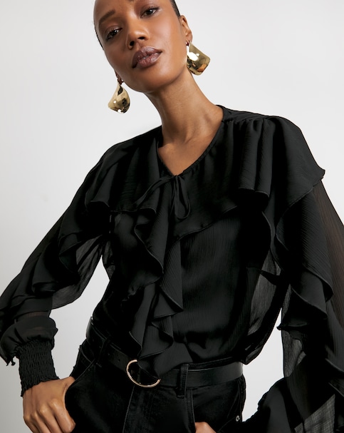 Joanna Hope Romantic Ruffle Blouse