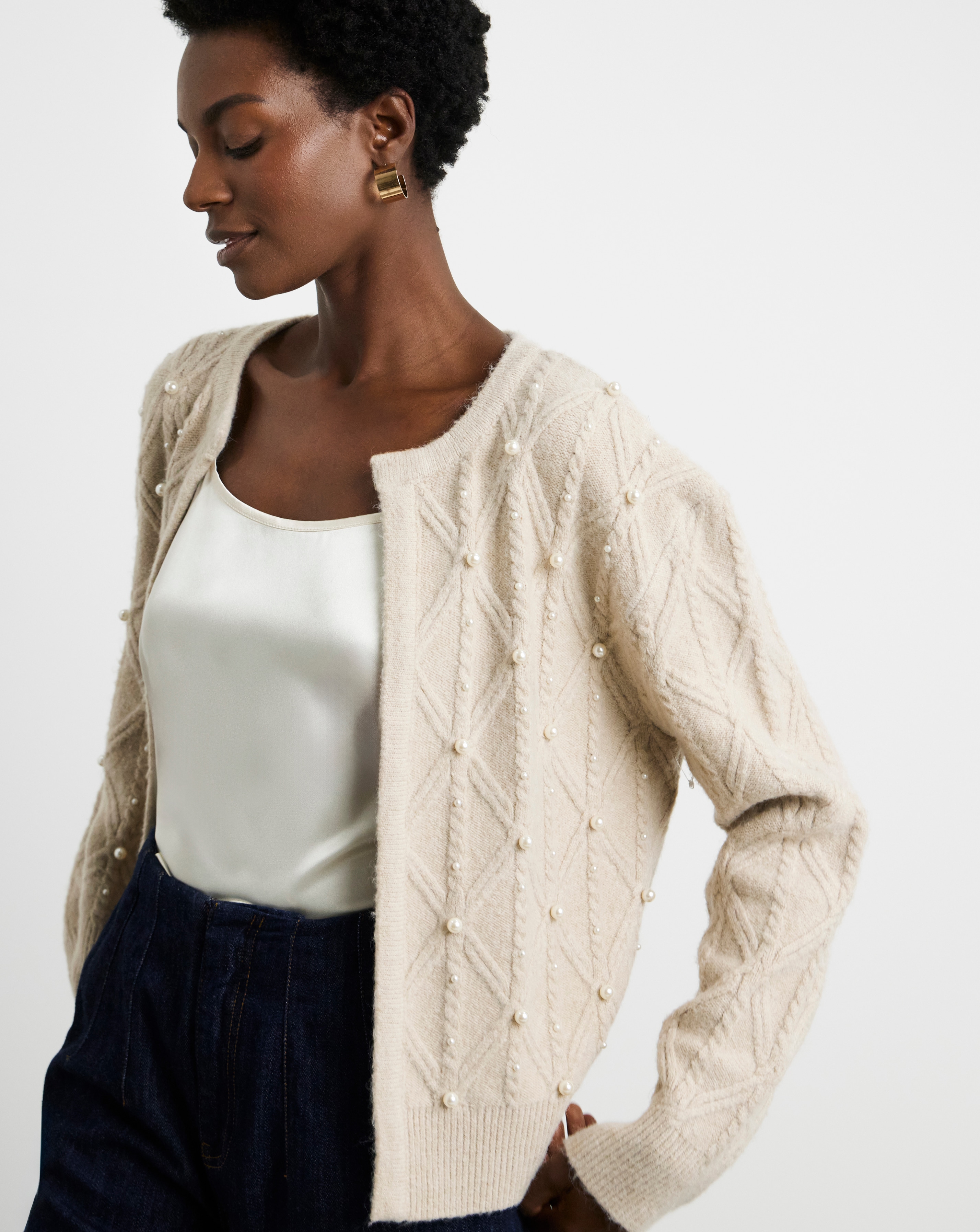 Joanna Hope Embellished Knit Cardigan