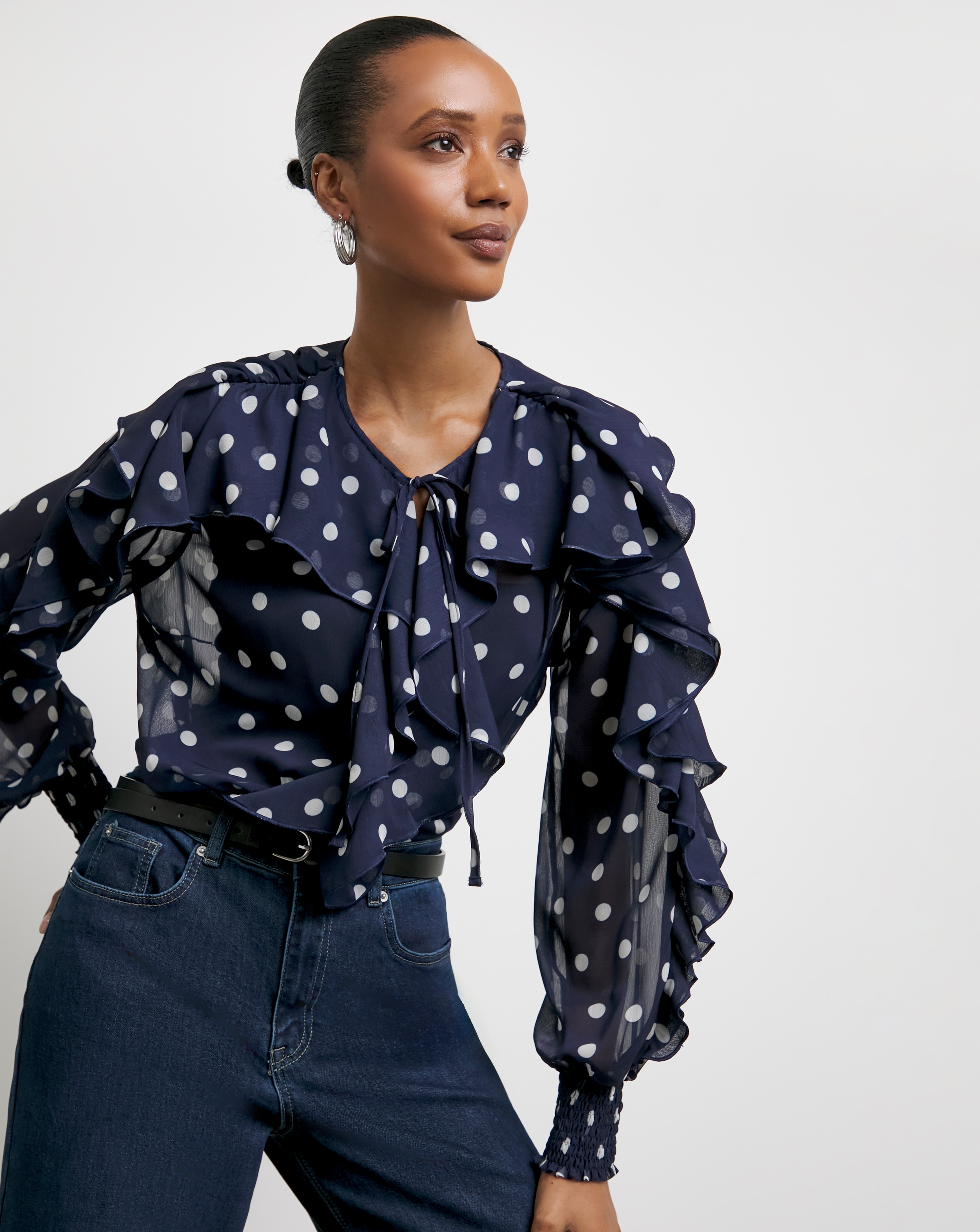 Joanna Hope Romantic Ruffle Blouse