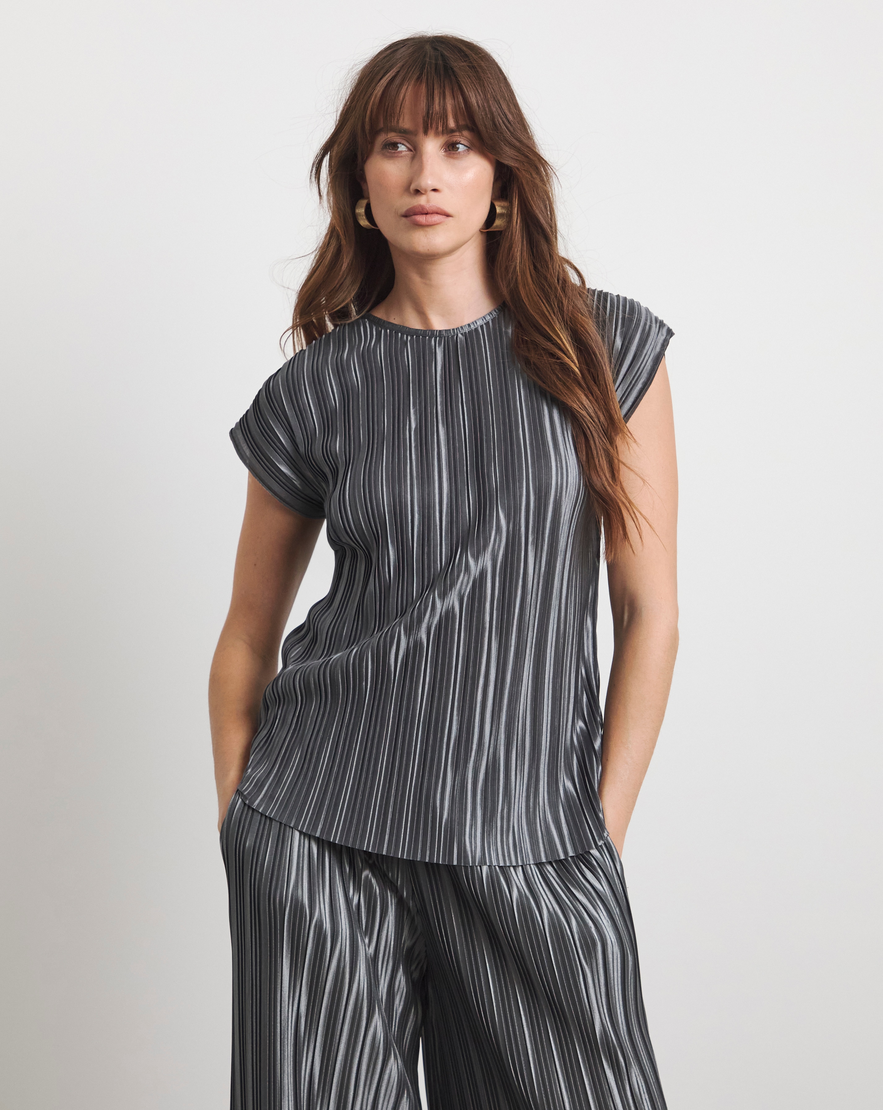 Joanna Hope Plisse Blouse