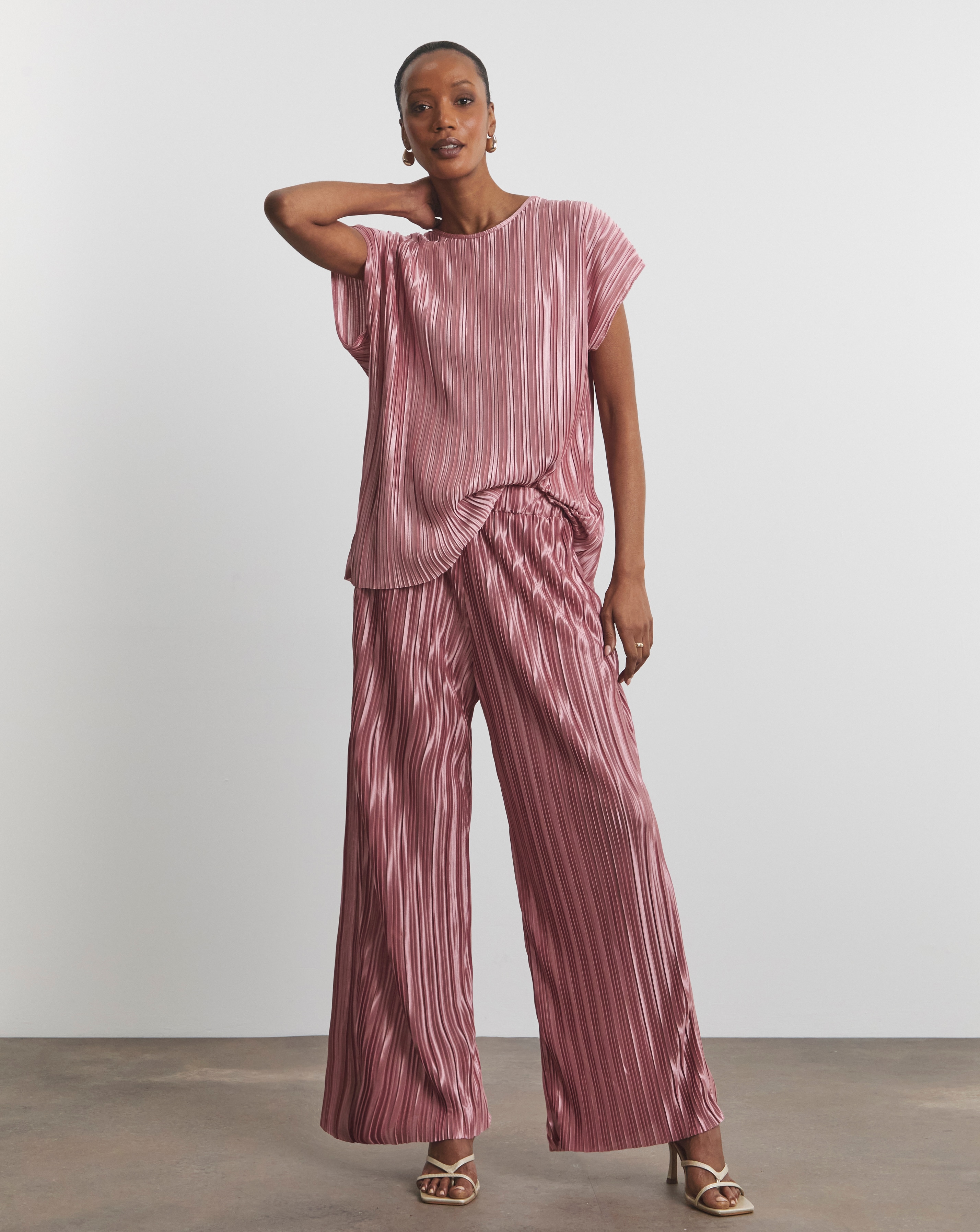 Joanna Hope Plisse Wide Leg Trousers