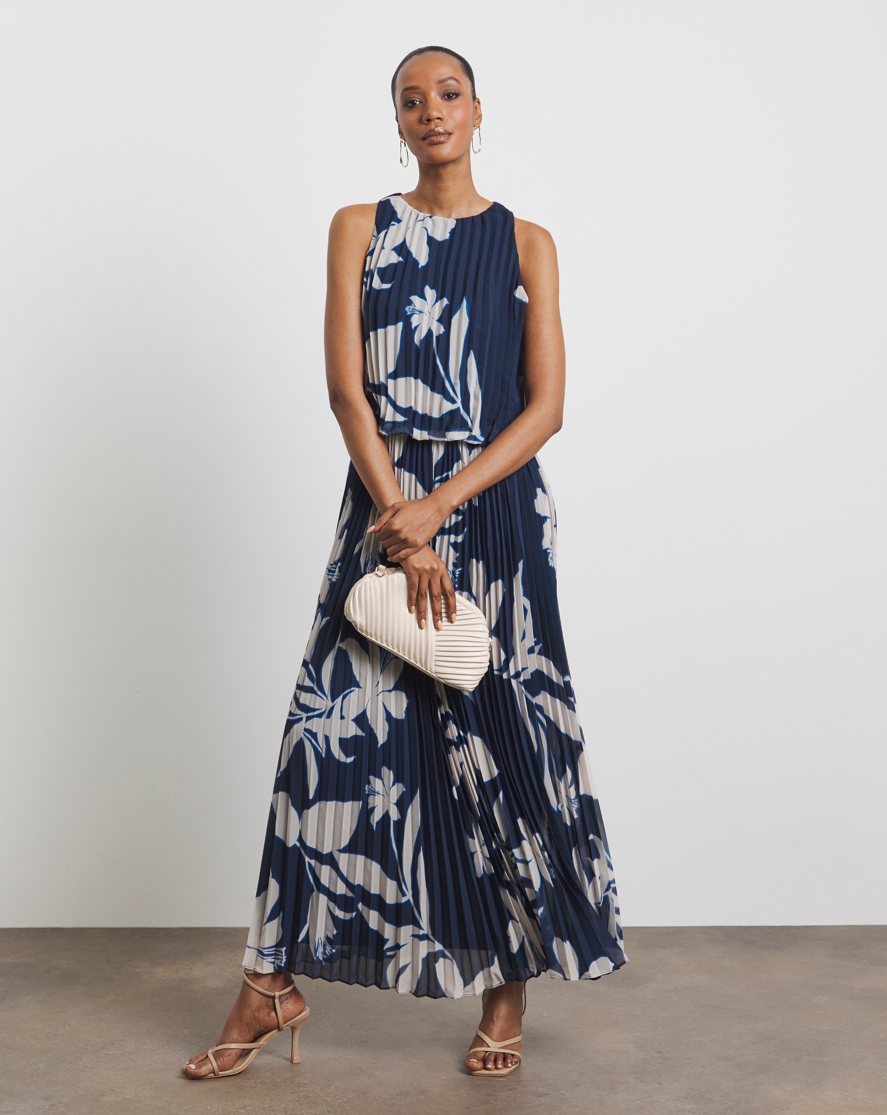 Joanna Hope Pleated Halter Dress