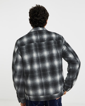 Check Borg Lined Zip Harrington