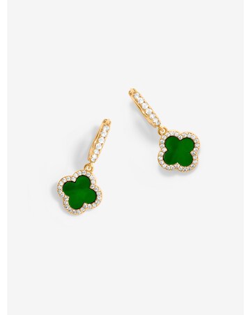 Jon Richard Gold Plated Malachite Clover Earrings