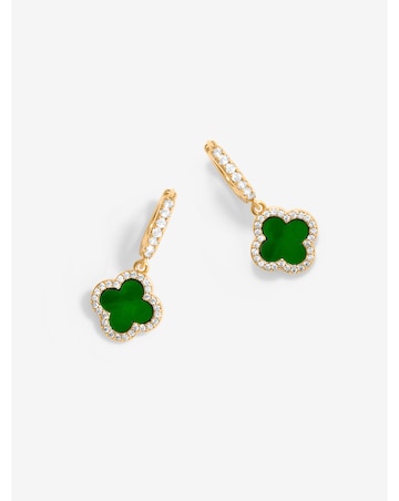 Jon Richard Gold Plated Malachite Clover Earrings