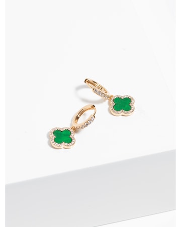 Jon Richard Gold Plated Malachite Clover Earrings