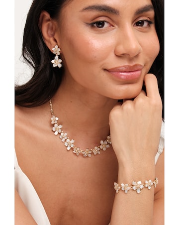 Jon Richard Gold Plated Mother Of Pearl Floral Earrings