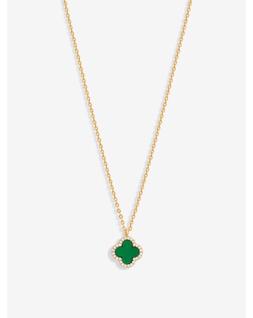 Jon Richard Gold Plated And Malachite Clover Pendant Necklace