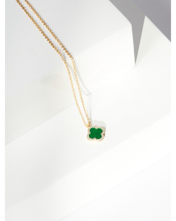 Jon Richard Gold Plated And Malachite Clover Pendant Necklace