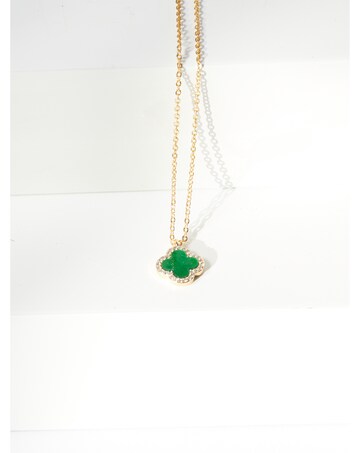 Jon Richard Gold Plated And Malachite Clover Pendant Necklace