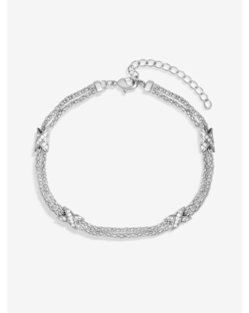 Jon Richard Rhodium Plated Mesh And Kiss Bracelet