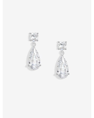 Jon Richard Rhodium Plated CZ Mixed Stone Peardrop Earrings - Gift Boxed