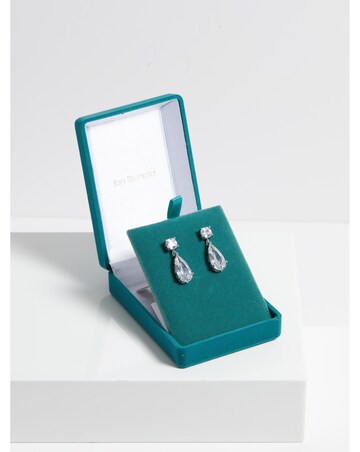 Jon Richard Rhodium Plated CZ Mixed Stone Peardrop Earrings - Gift Boxed
