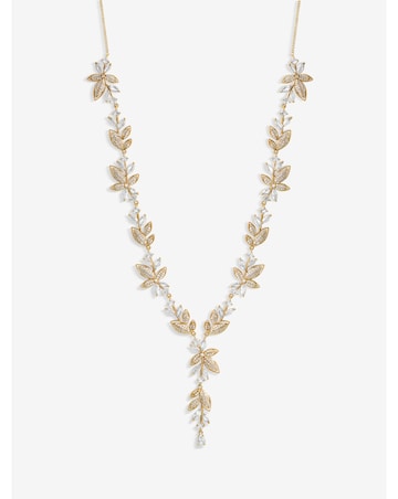 Jon Richard Gold Plated And Cubic Zirconia Leaf Necklace