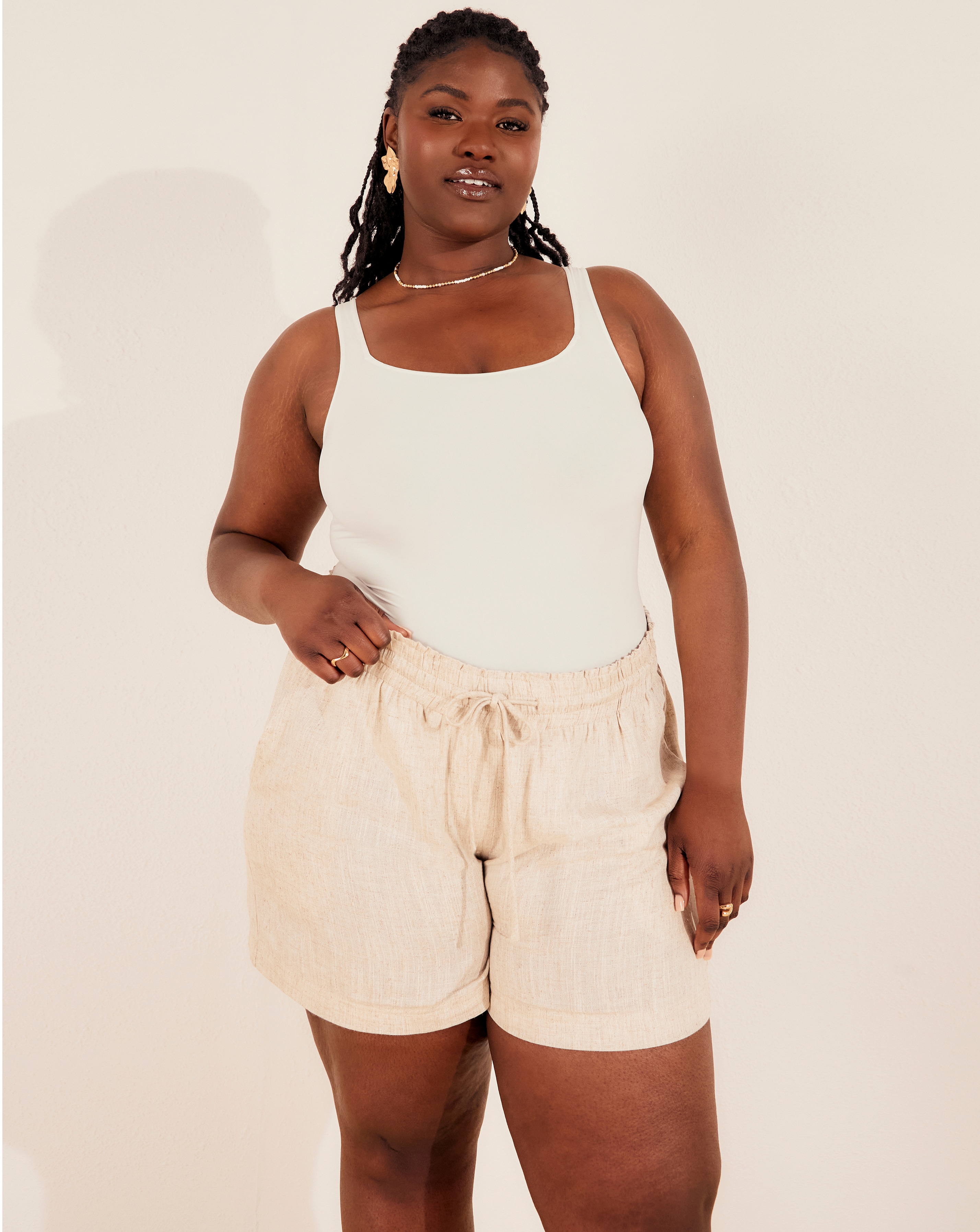 Tie Waist Linen Shorts
