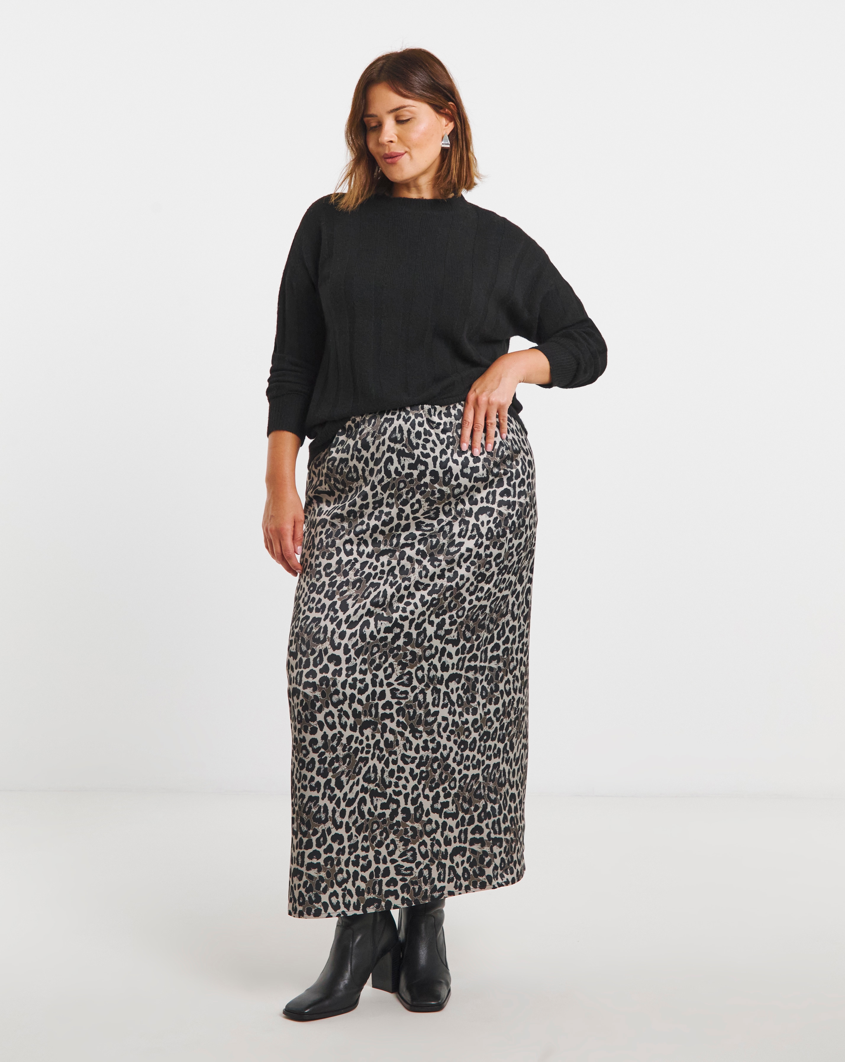 Print Satin Maxi Skirt