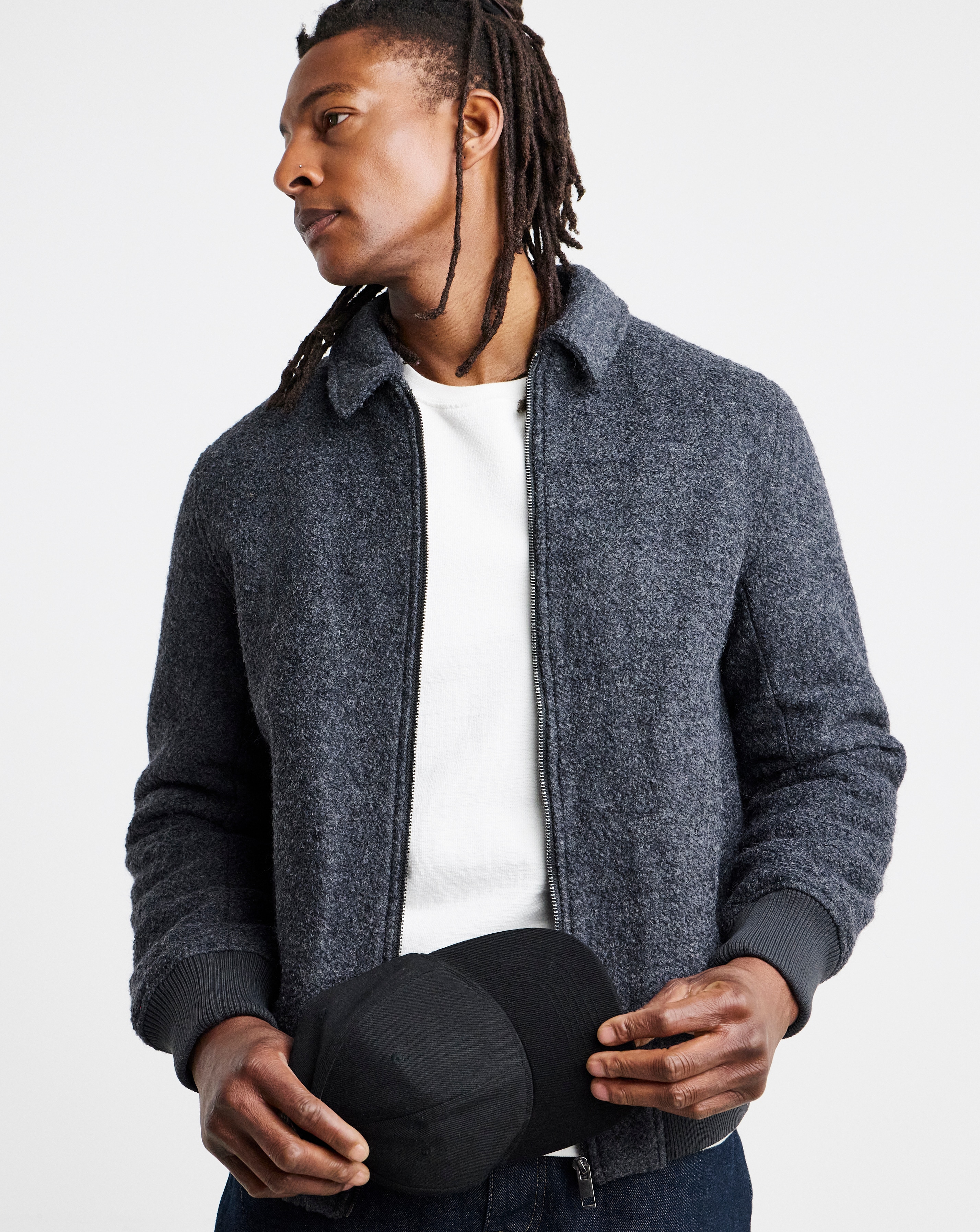 Wool Boucle Varsity Bomber
