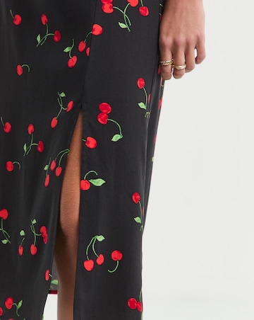 Cherry Print Midi Skirt