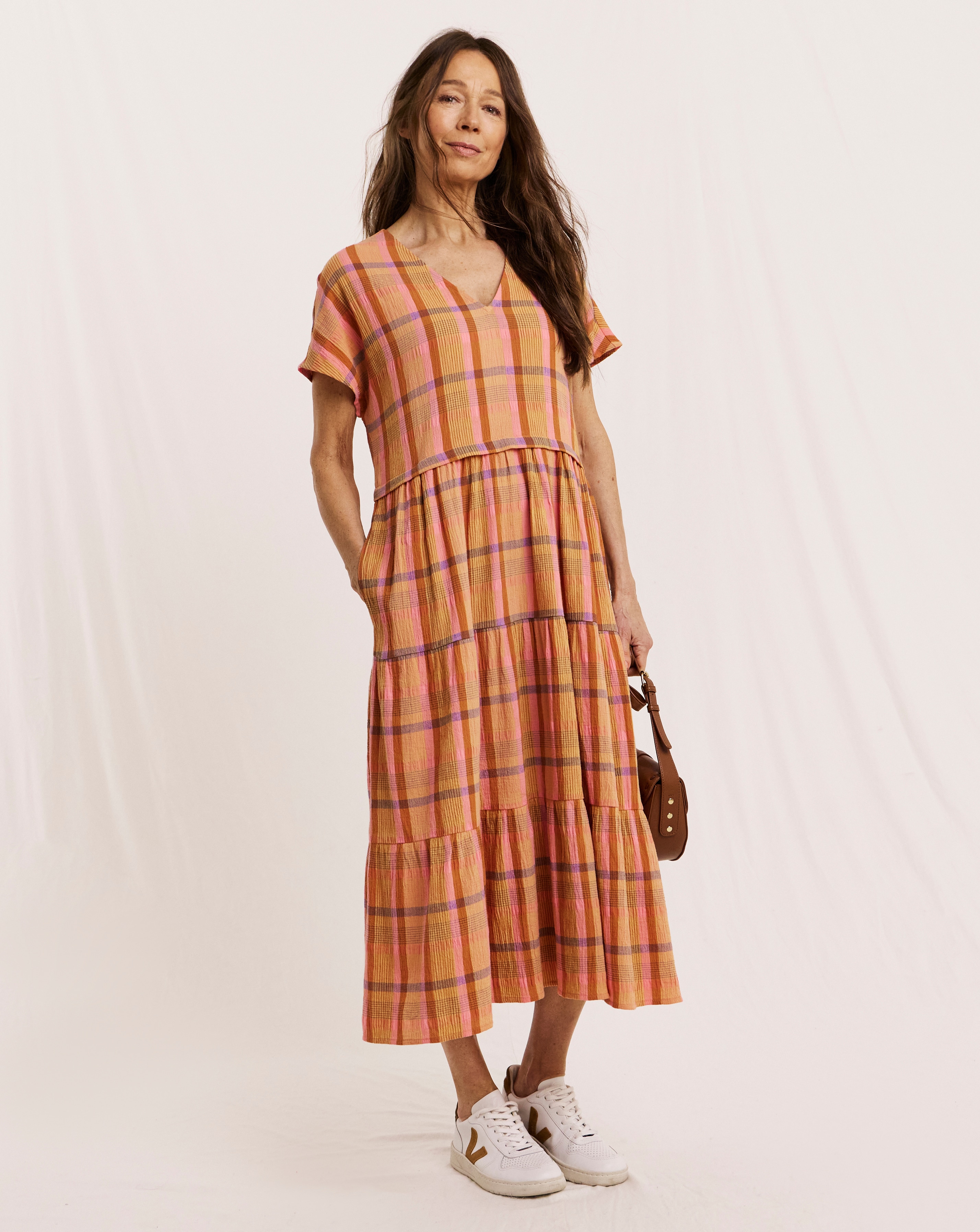New In - Julipa Petite Tiered Check Midi Dress