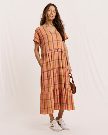 Julipa Tiered Check Midi Dress