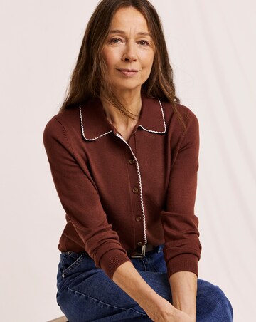 Julipa Scallop Trim Button Down Cardigan