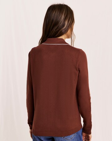 Julipa Scallop Trim Button Down Cardigan