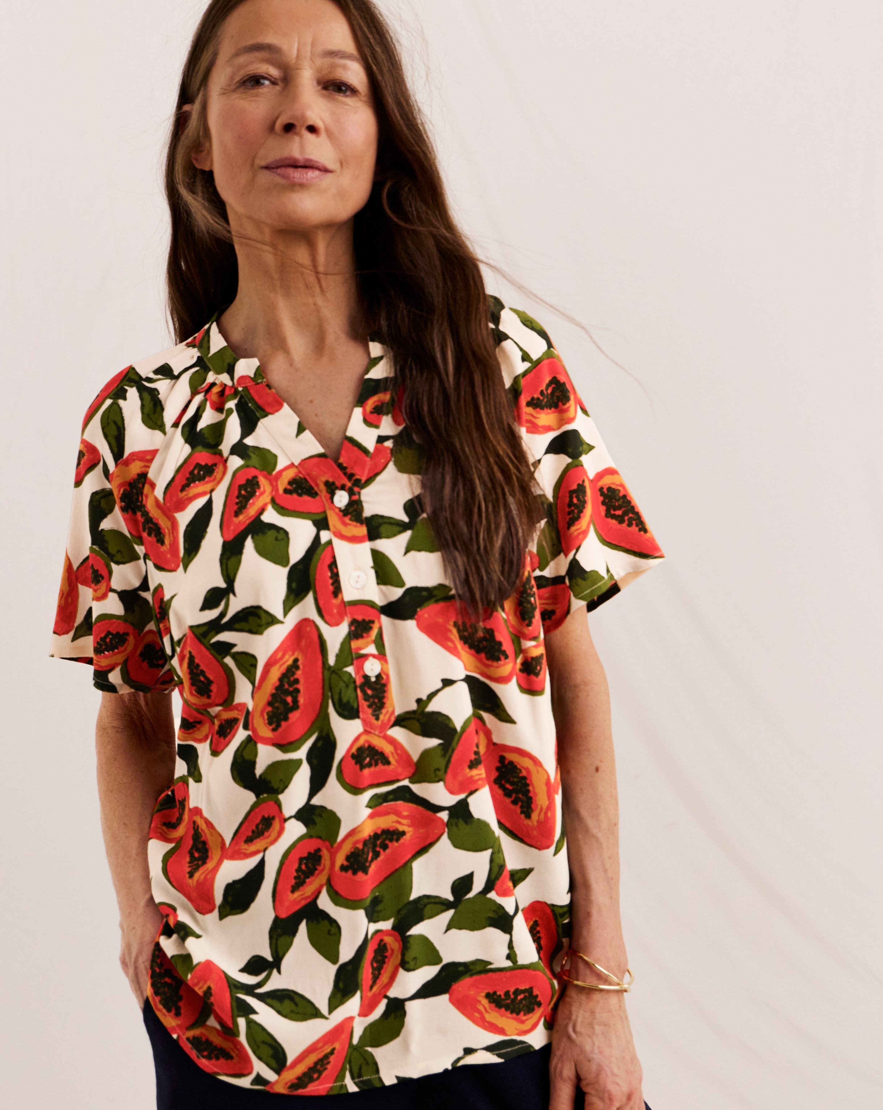 New In - Julipa Petite Printed V-Neck Blouse