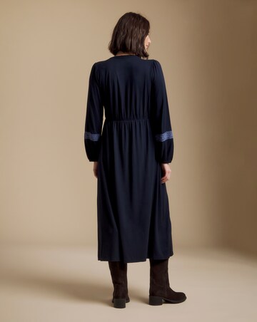 Julipa Navy Lace Trim Jersey Midi Dress