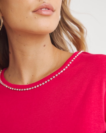 Magenta Diamante Trim Tee