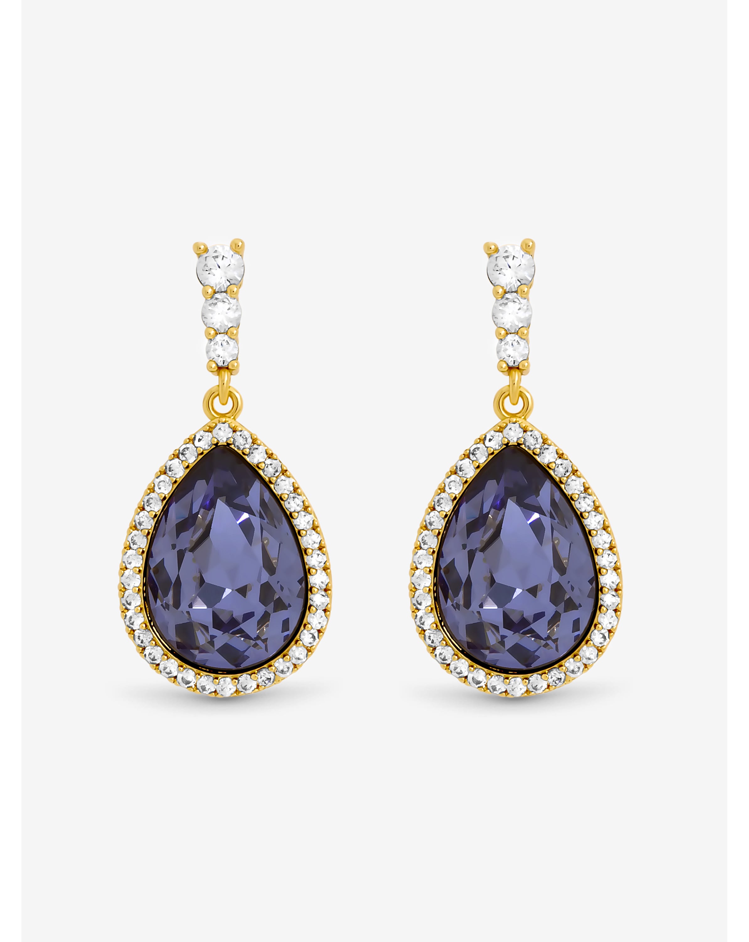 Gold Plated Tanzanite Pear Drop Earrings