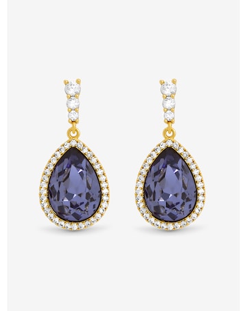 Jon Richard Gold Plated and Tanzanite Pear Drop Earrings